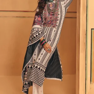 Winter Off White Zari Embroideredred Printed Velvet Kurta Set