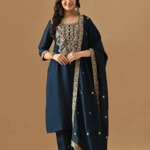 Teal Embroidered Kurta Set
